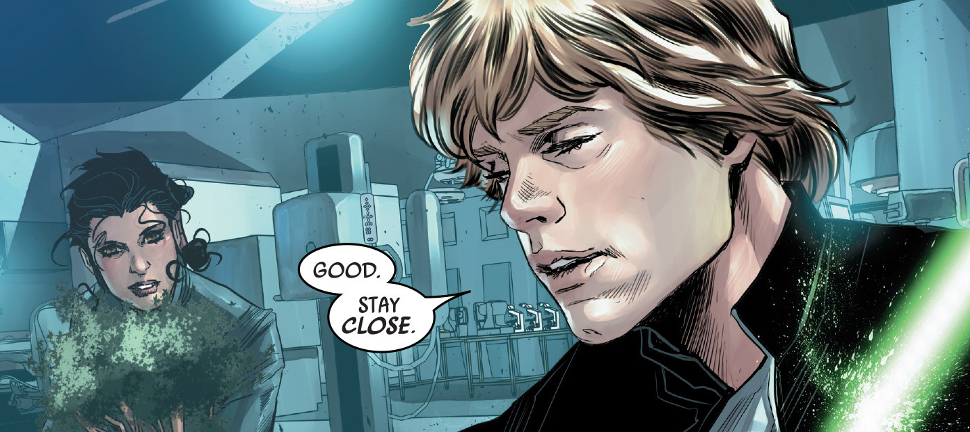 Skywalker continued to use his lightsaber during the final days of the Galactic Civil War.