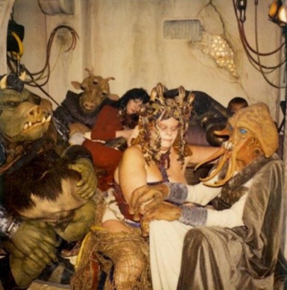 A photo from the set of Return of the Jedi including Laudica