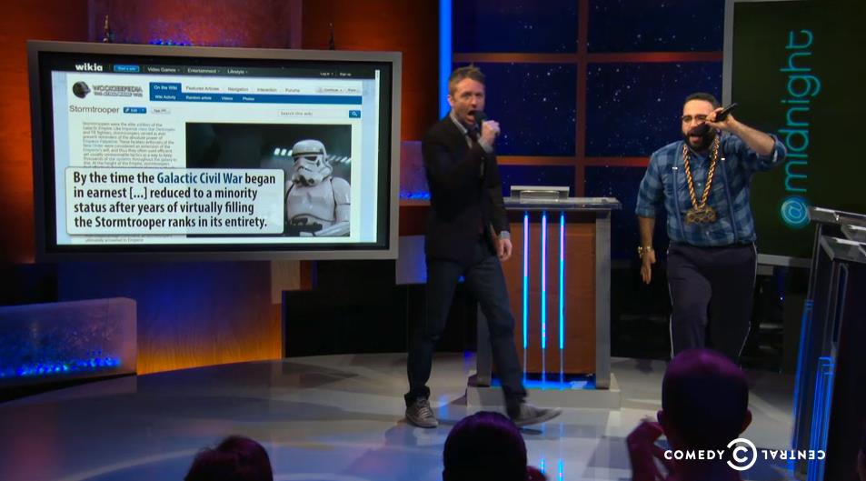 Chris Hardwick and his "hype nerd" recite from Wookieepedia.