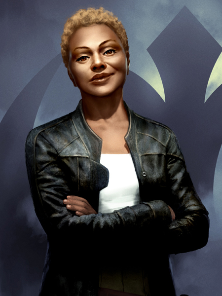 Cardinal questioned Vi Moradi, a Resistance spy, as part of his investigation into Phasma's past.