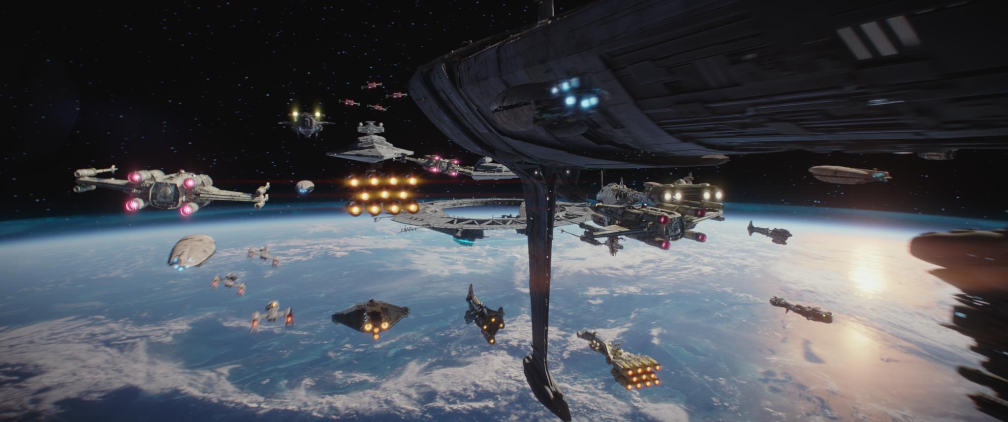 The Rebel Fleet attacking Scarif.