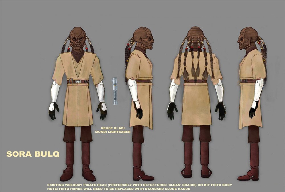 The character model for Sora Bulq used throughout the Clone Wars television series.