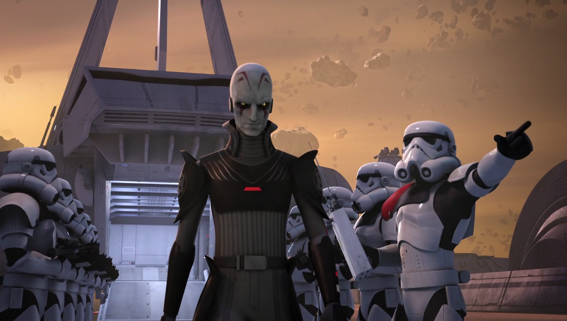 The Grand Inquisitor takes command of a group of stormtroopers in the hunt for two Jedi.