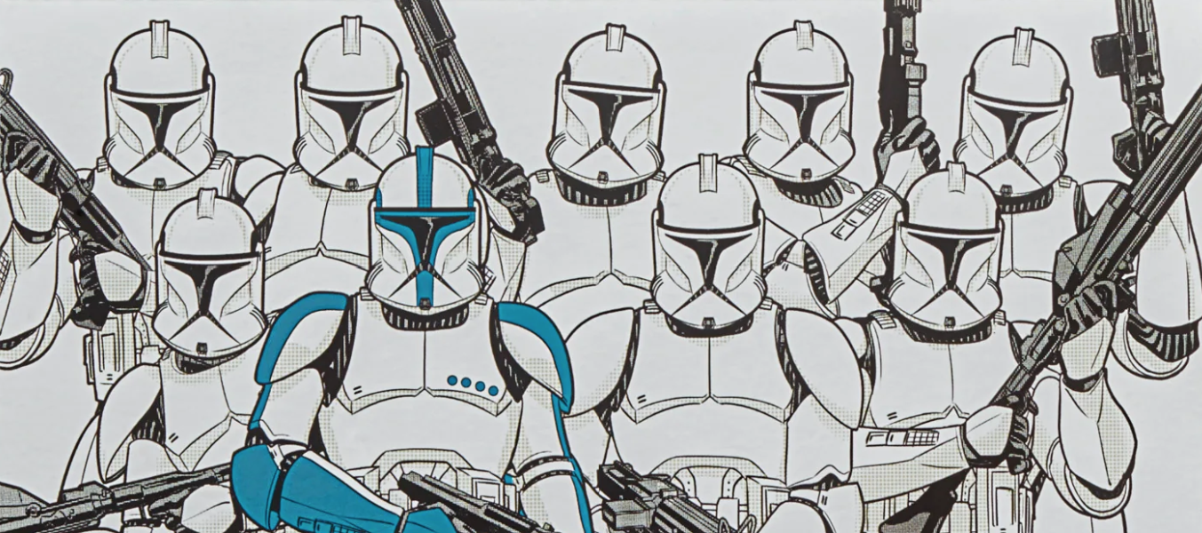 Clone Lieutenants held command over formations of their clone siblings and were, at first, identified by blue markings.