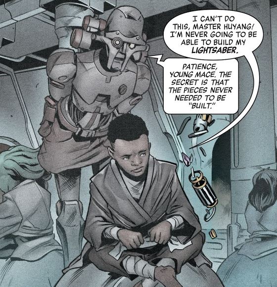 Huyang helping Mace Windu construct his lightsaber