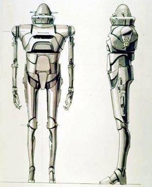 Early concept art of the "chrome war droid" by Ralph McQuarrie