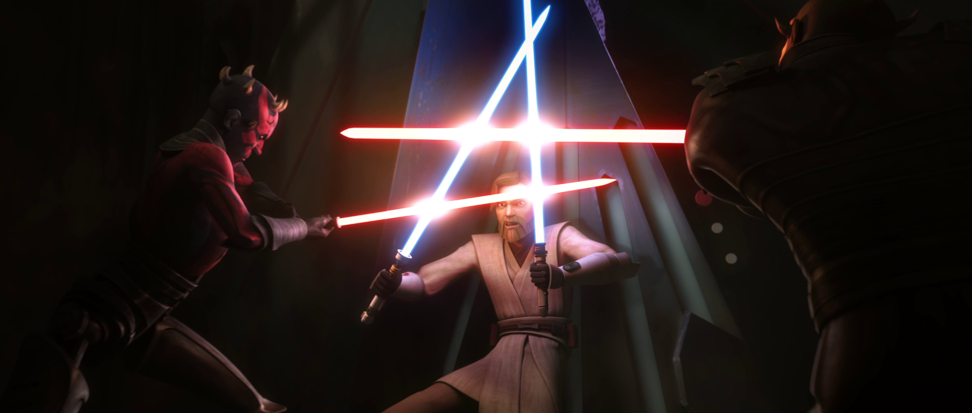 Obi-Wan Kenobi fights Maul and Savage Opress