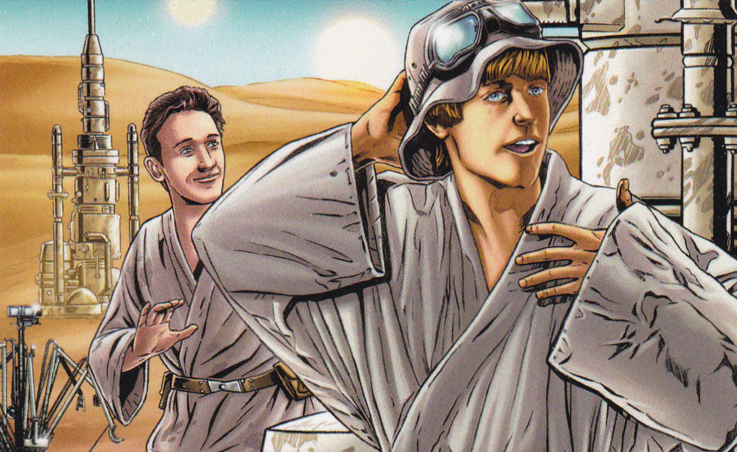 Windy mocks his friend Luke Skywalker about his dream to join the Imperial Academy.