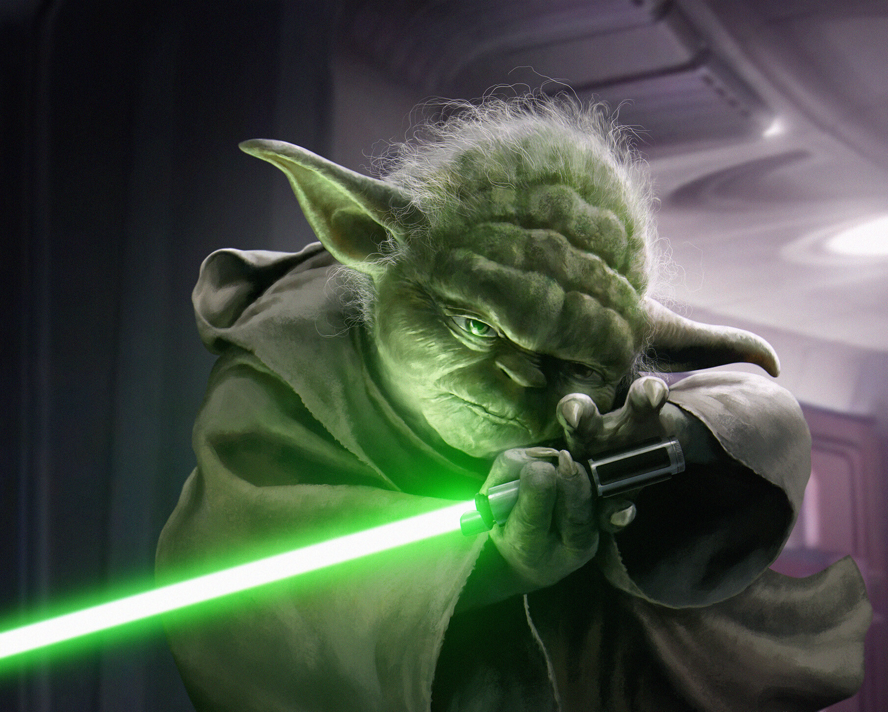 Yoda's lightsaber was a shoto to match his diminutive size.