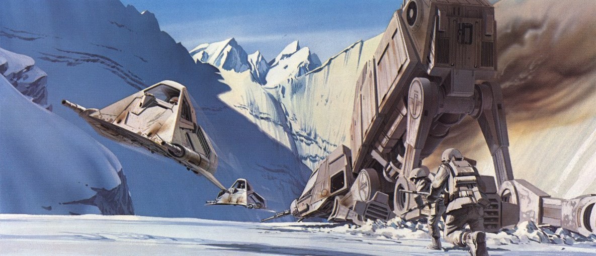 McQuarrie's concept art of the Rebel snowspeeder.