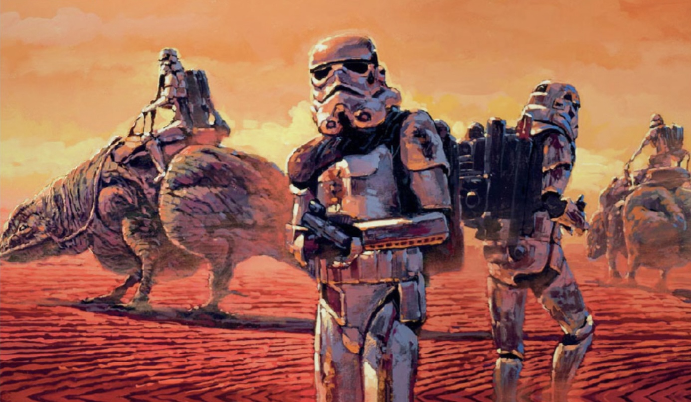 Among Terro's forces were desert stormtroopers and dewback mounts (examples pictured).