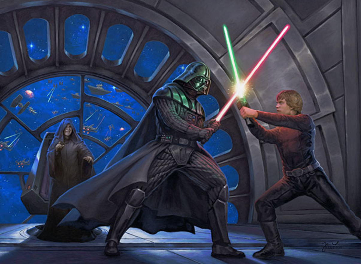 Darth Vader dueling his son on the second Death Star.