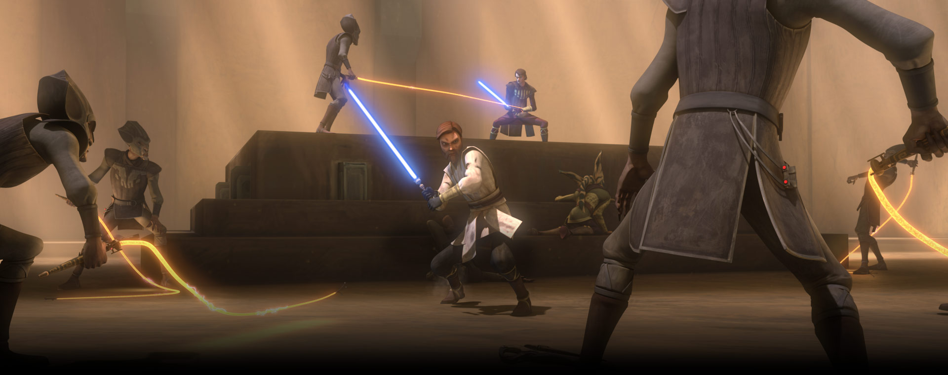 Skywalker and Kenobi fight members of the Zygerrian Slave Empire on Zygerria.