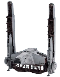 An AT-hauler with gantry arms lifted for docking