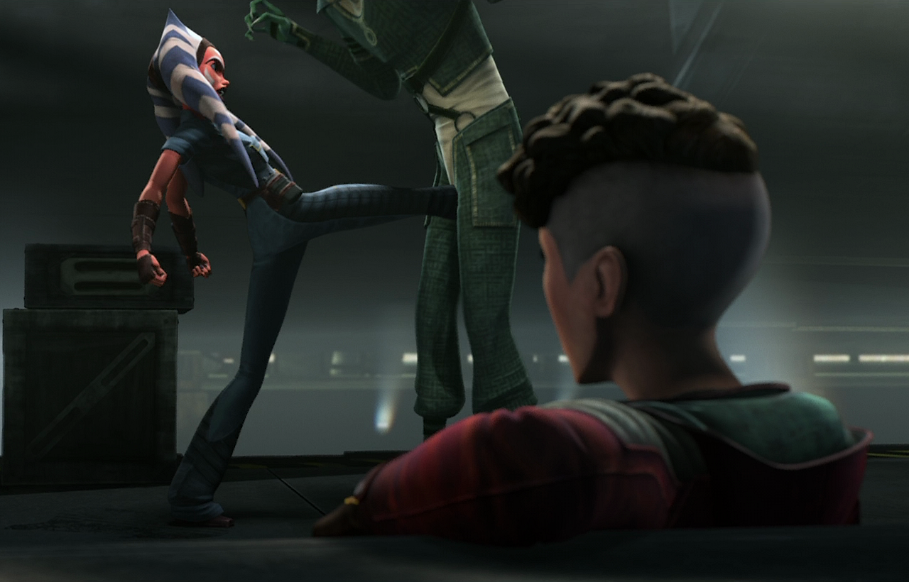 Ahsoka assists Trace in defeating Son-El's thugs.