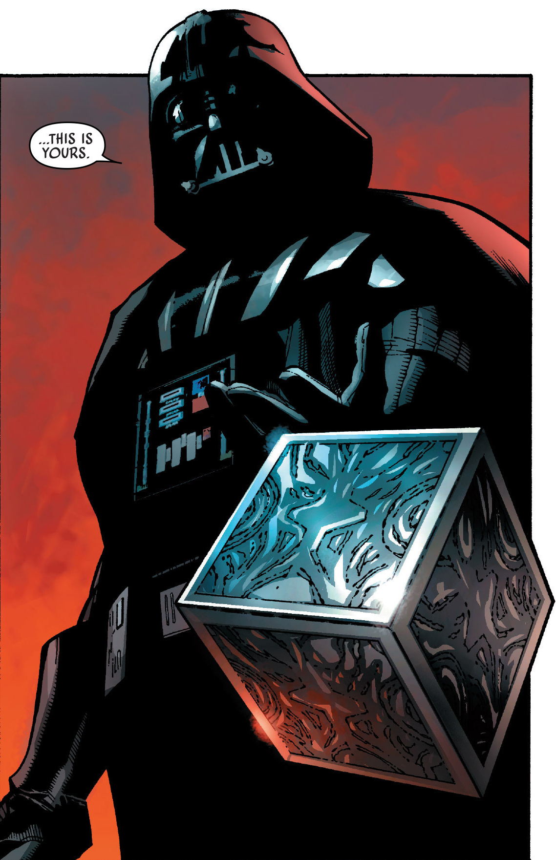 Vader delivers the Emperor's message to Queen Trios.