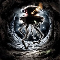 A Viper probe droid enters a cave.