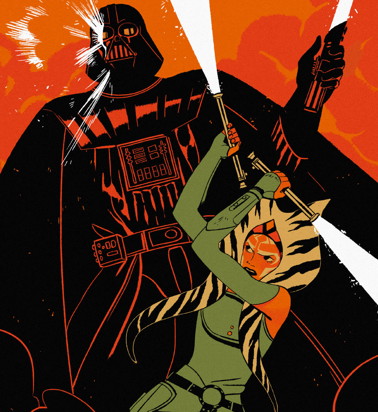 Vader confronted his former apprentice, the former Jedi Ahsoka Tano, in a Sith temple on Malachor.