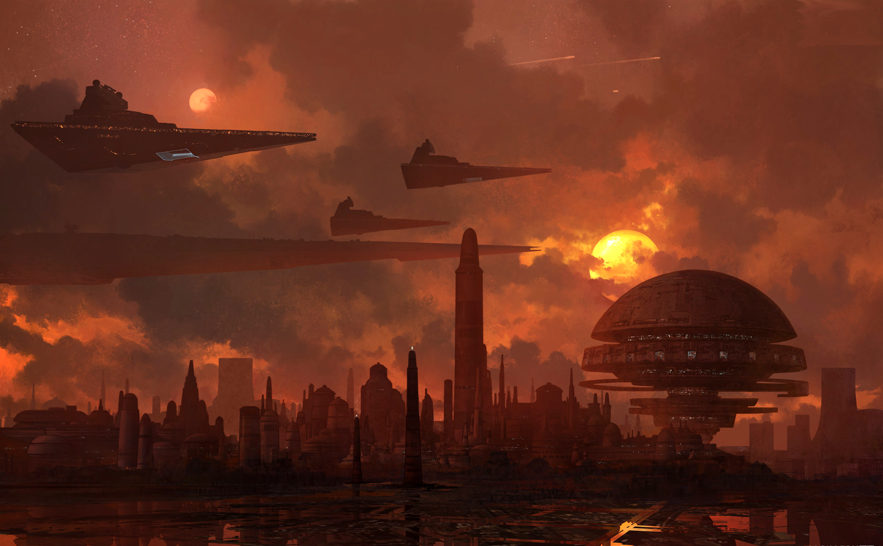 An I.P.O.F. guarded by several Star Destroyers, during the Galactic Civil War.