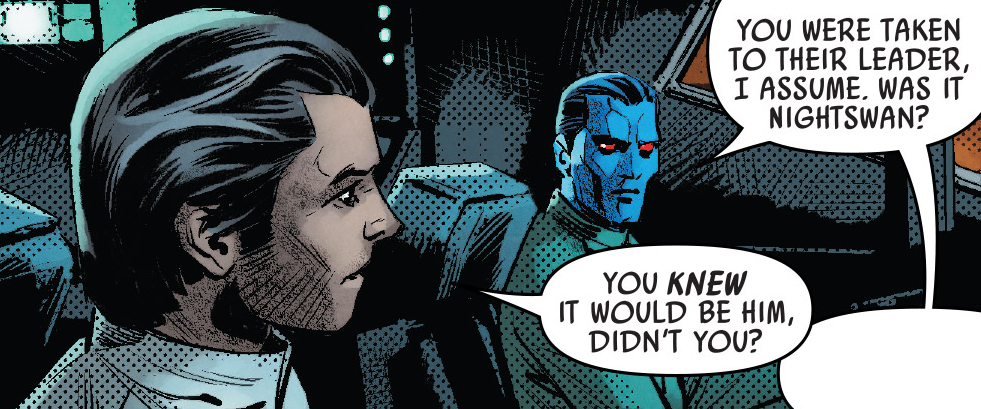 Thrawn and Vanto discuss their successful infiltration of the smugglers' ship.