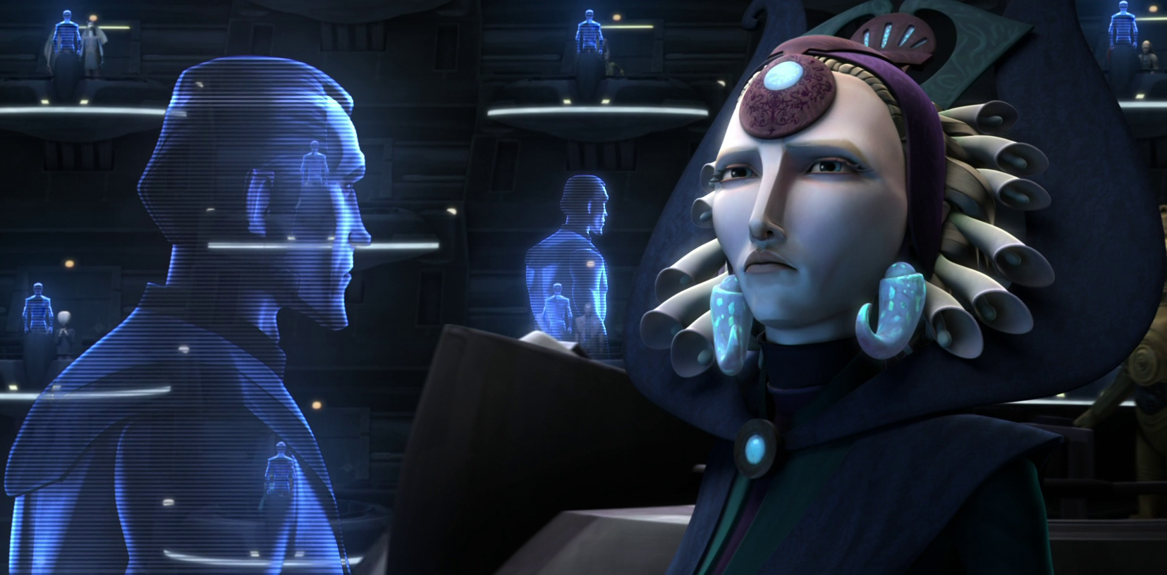 Satine Kryze struggles to persuade the Republic Senate to halt a potential occupation of Mandalore.