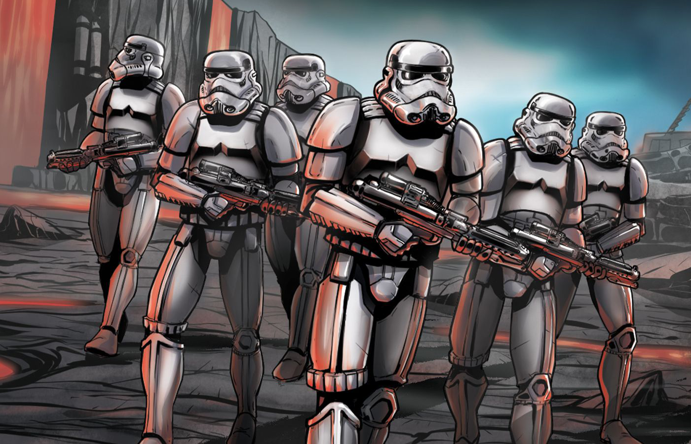 Stormtroopers from the 97th Legion (pictured) attacked Hazram Namir and his group.