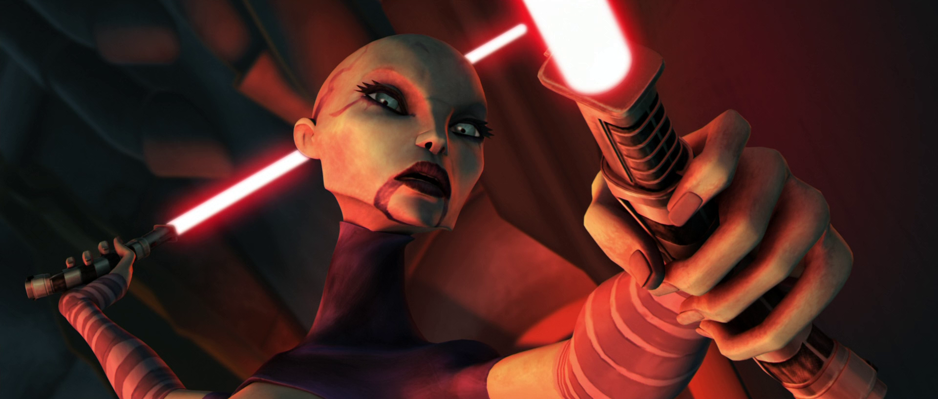 Ventress in the engine room of Tranquility.