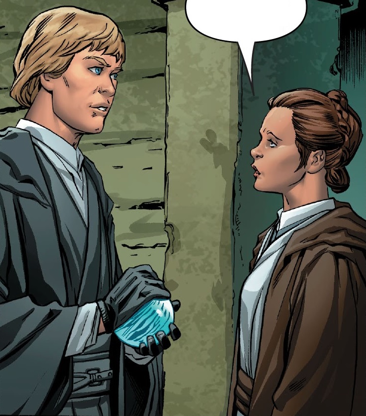 Skywalker and Organa with The Archivist's holocron