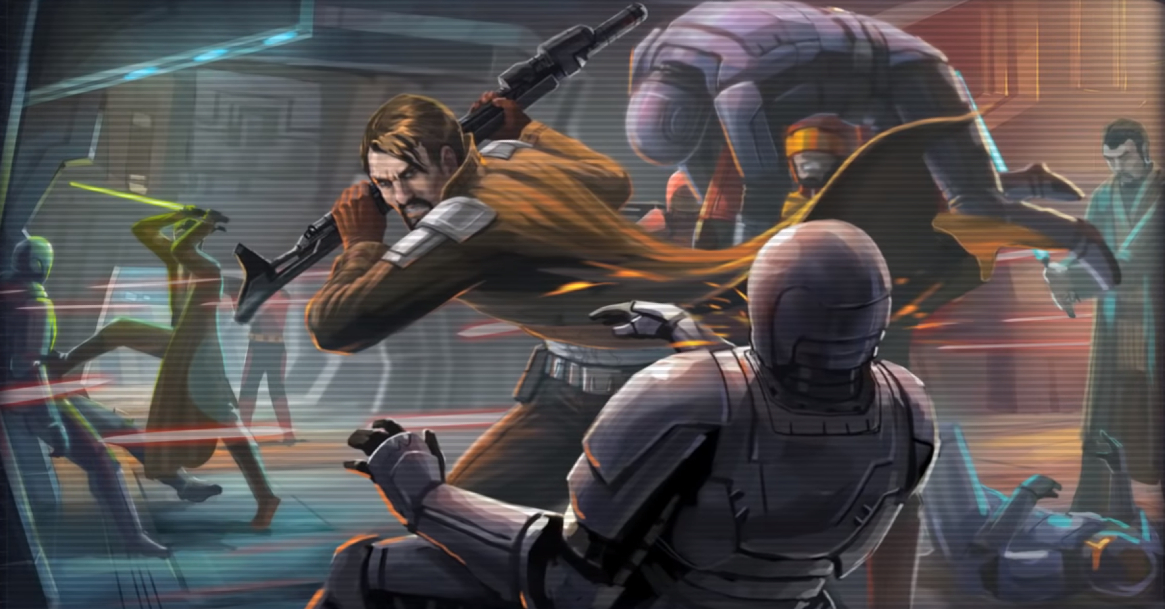 Carth Onasi and Revanchists fight Mandalorian Neo-Crusaders