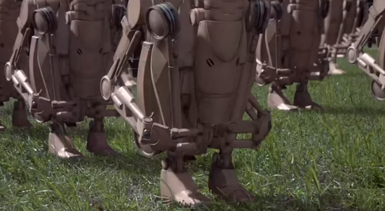 B1 battle droids could be in folded into a compact configuration.