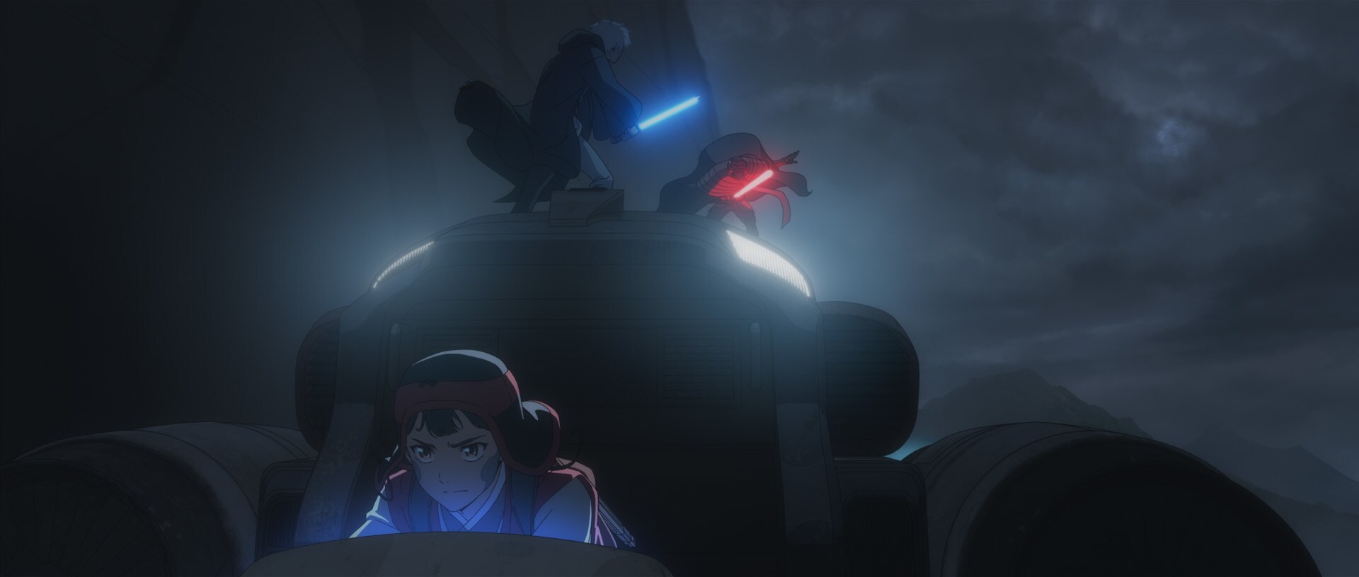 On Dolgarak, Toul and Bichan engaged in a lightsaber duel atop a speeder piloted by Ara.