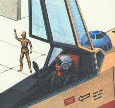 Luke Skywalker aboard an old X-wing starfighter of the Planetary Pioneers