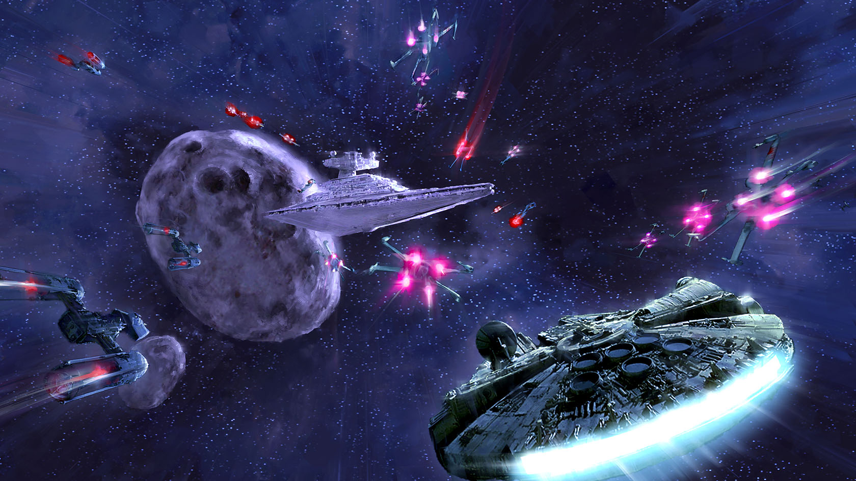 Solo pilots the Falcon during the Second Battle of Kessel.