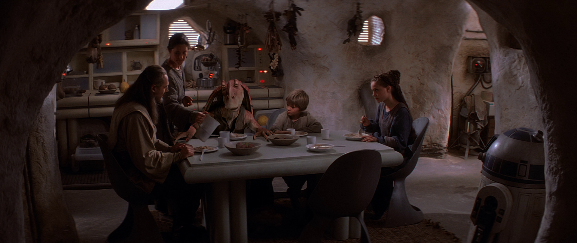 The Skywalkers befriended a group of offworlders, including Jedi Master Qui-Gon Jinn.