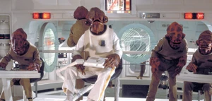 Several Mon Calamari, including Gial Ackbar, aboard the Home One