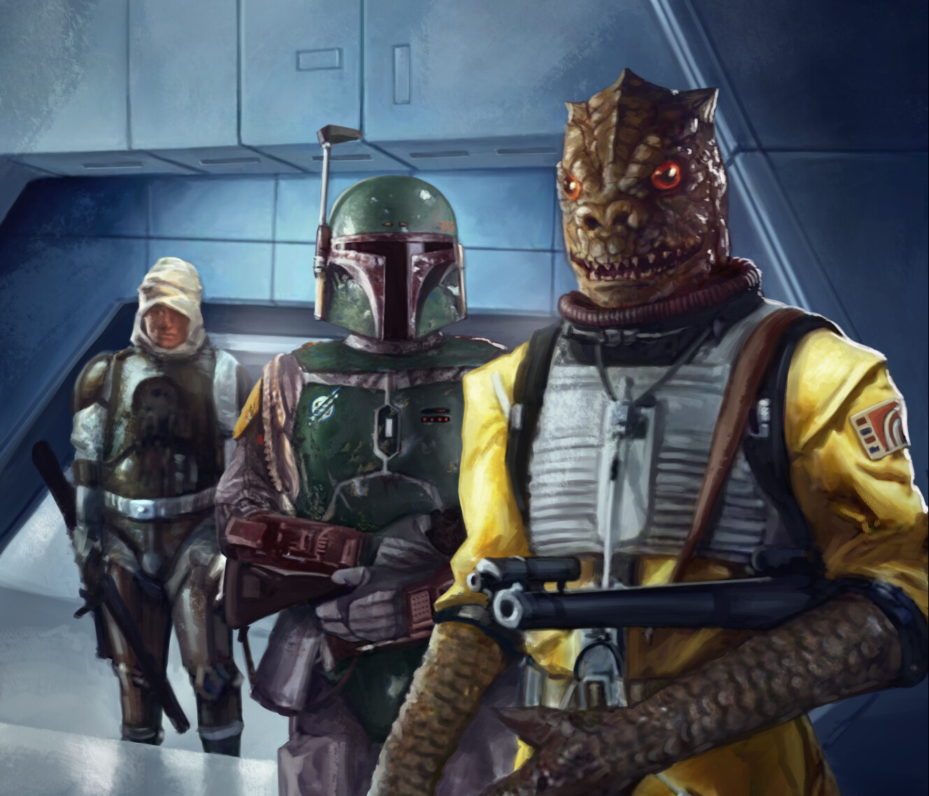 Dengar, Boba Fett, and Bossk were all members of the Guild and took jobs for the Empire.