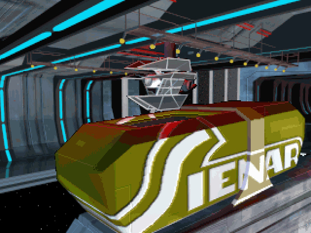 A Sienar Fleet Systems transport decorated with the alternate Basic alphabet