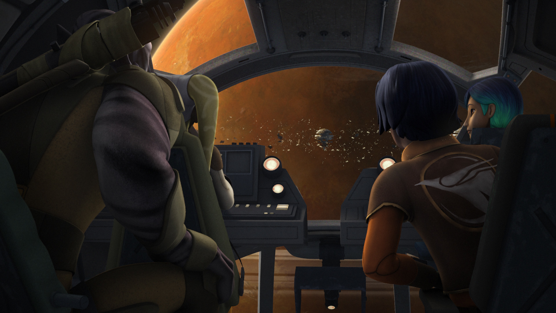 Sabine and her fellow rebels approaching Geonosis