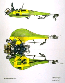 Jay Shuster drew concept art of the GPE-3130 Podracer.