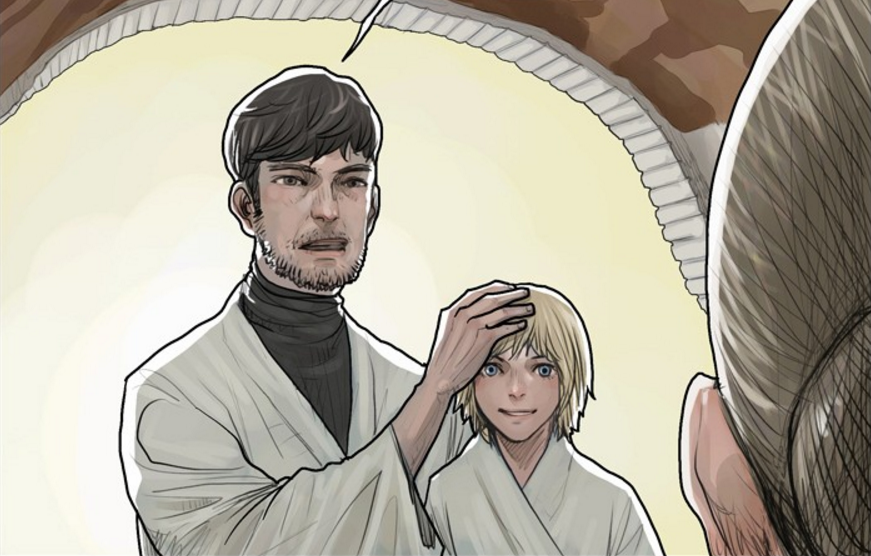 Lars and Skywalker, as depicted in Hong Jac Ga's Star Wars