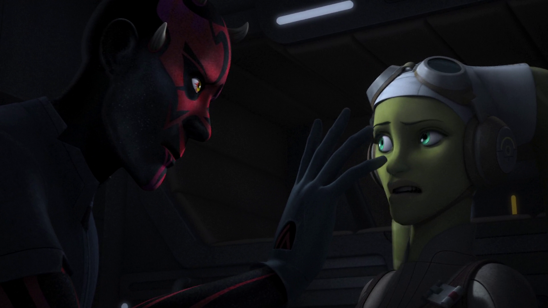 Maul uses a mind-probe on Hera Syndulla.