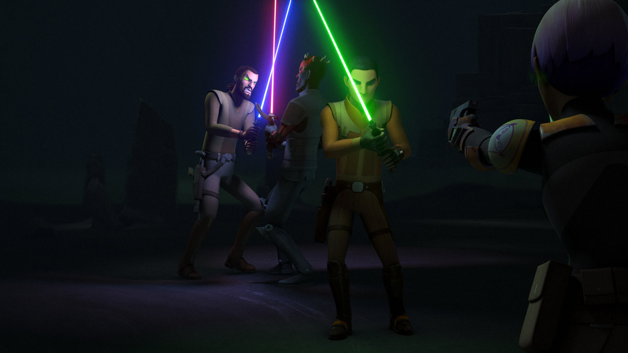 Maul and Bridger to to fend of Sabine and Kanan