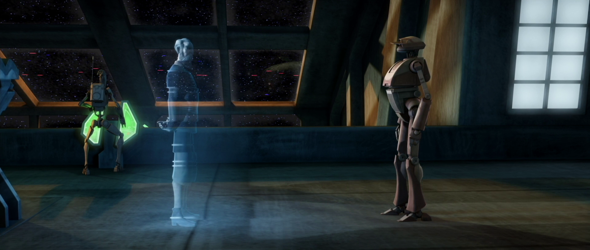 Count Dooku orders TJ-912 to open fire on the Separatist flagship to kill Ventress.