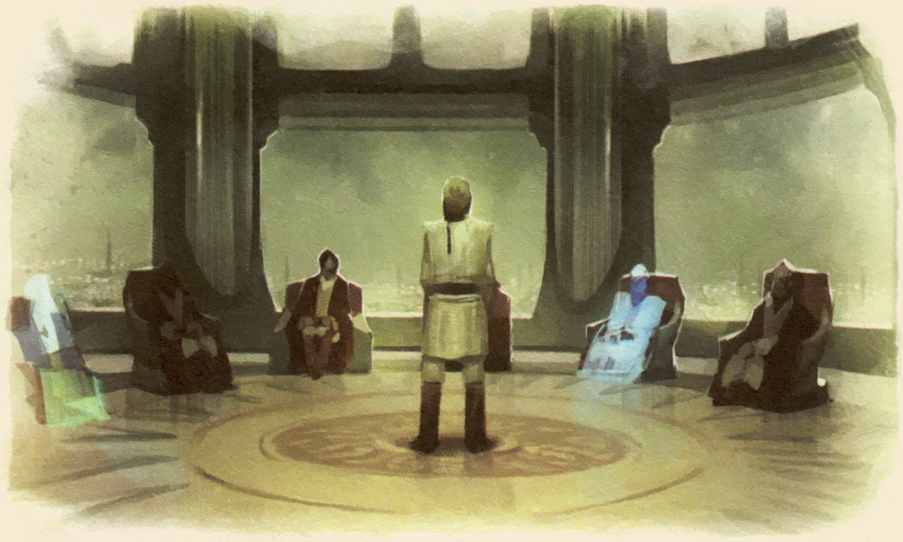 A Padawan attempts to persuade the Jedi High Council to waive his Trials