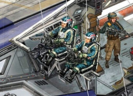 Laren Joma (right) was illustrated on the wrong side of the cockpit in Star Wars: Rogue One: The Ultimate Visual Guide.