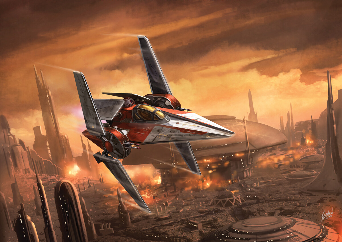 Contrail piloting a V-wing during the Battle of Coruscant.