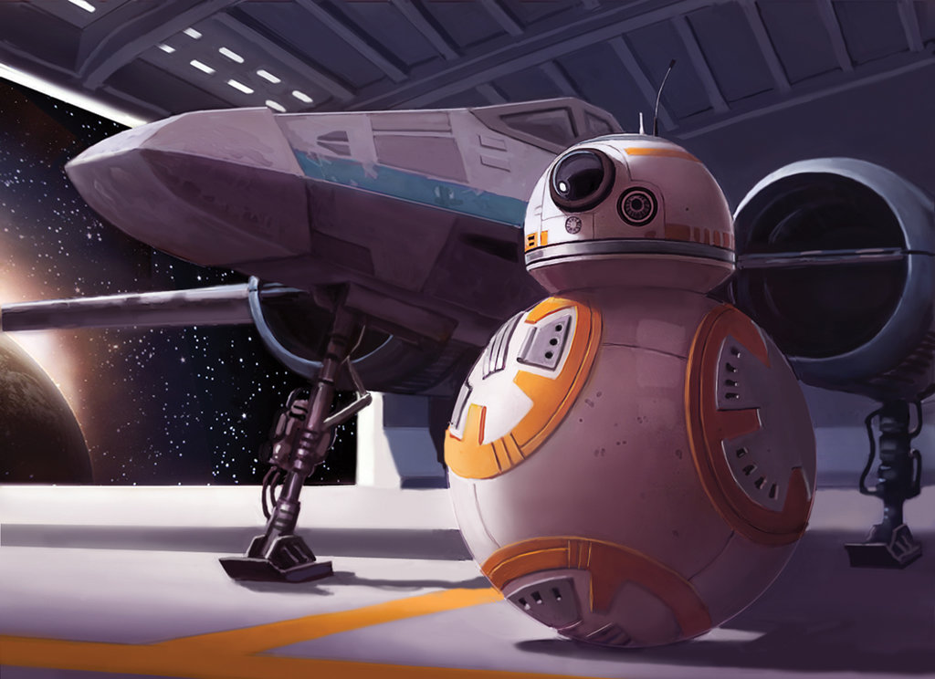 BB-8 alongside a T-70 X-wing