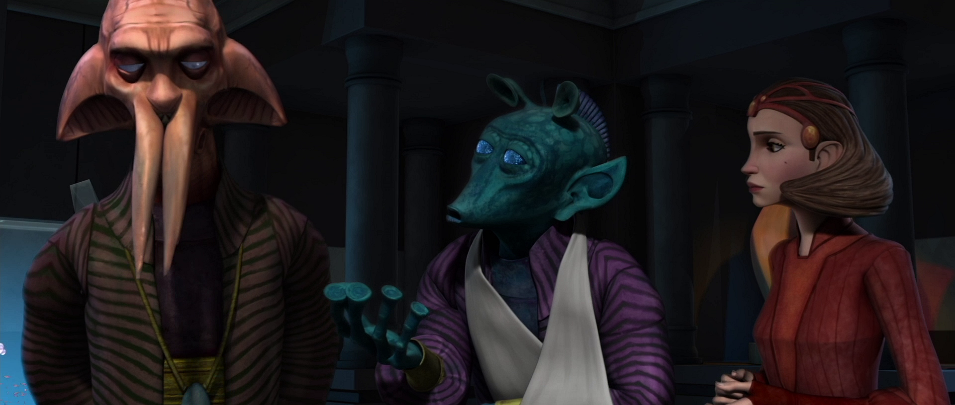 Farr and Amidala attempt to gain the support of one of the remaining holdouts on the vote, Senator Christo.