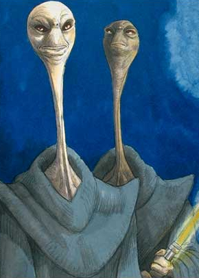 Early concept art of Yarael Poof, which was labeled simply "Alien Jedi"