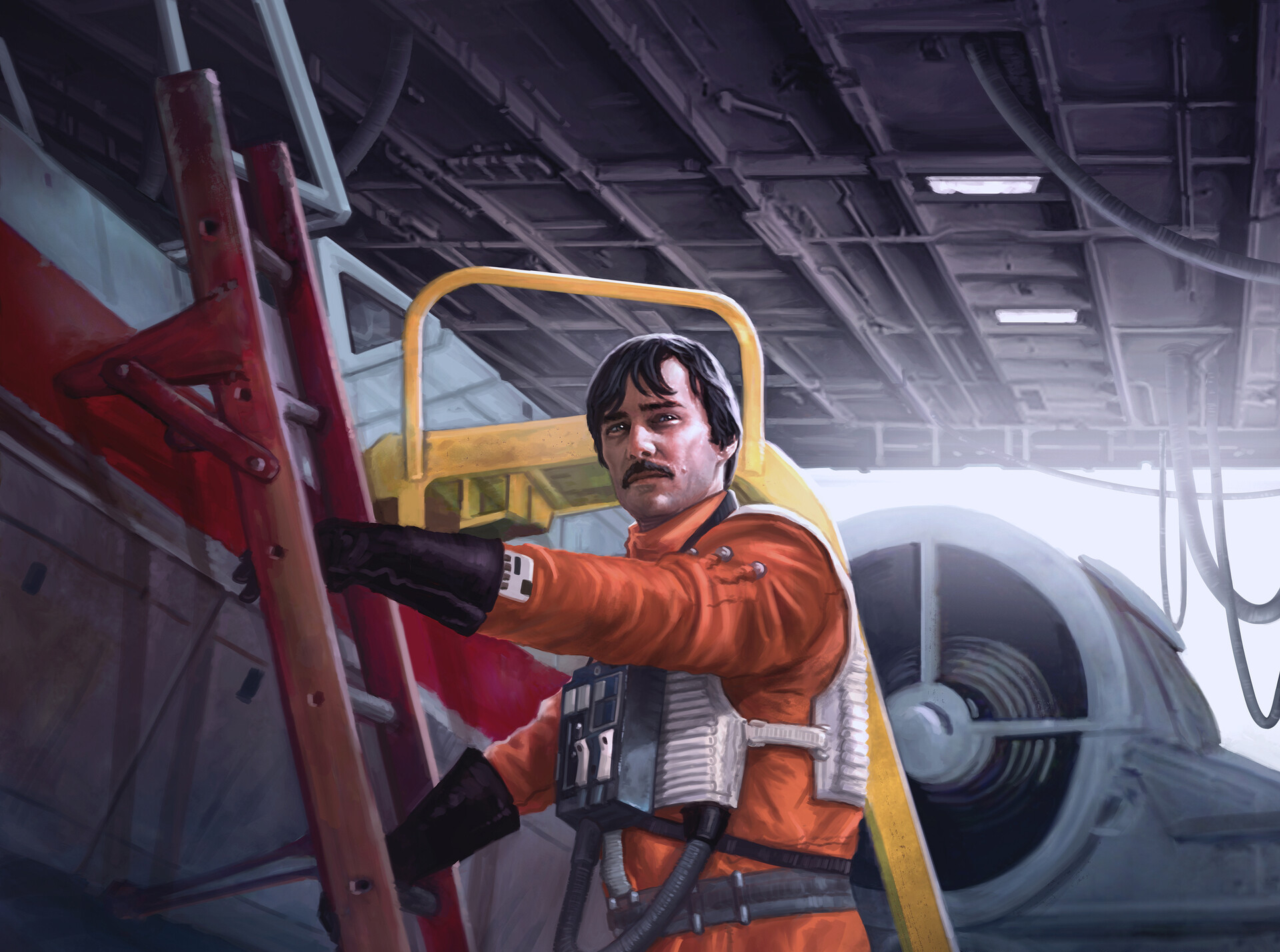 Darklighter prepares to board his X-wing before the battle.